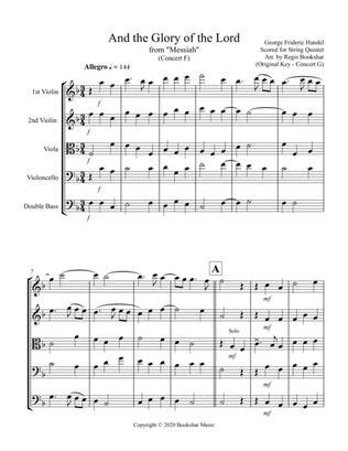 And the Glory of the Lord (from "Messiah") F) (String Quintet - 2 Violins, 1 Viola, 1 Cello, 1 Bass)