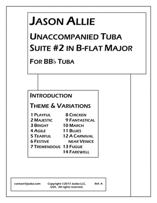 Book cover for Unaccompanied Tuba Suite #2 in B-flat Major