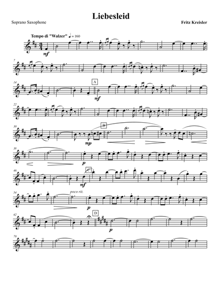 Kreisler: Liebesleid - arr. for Sax Quartet SATB(Bs) image number null