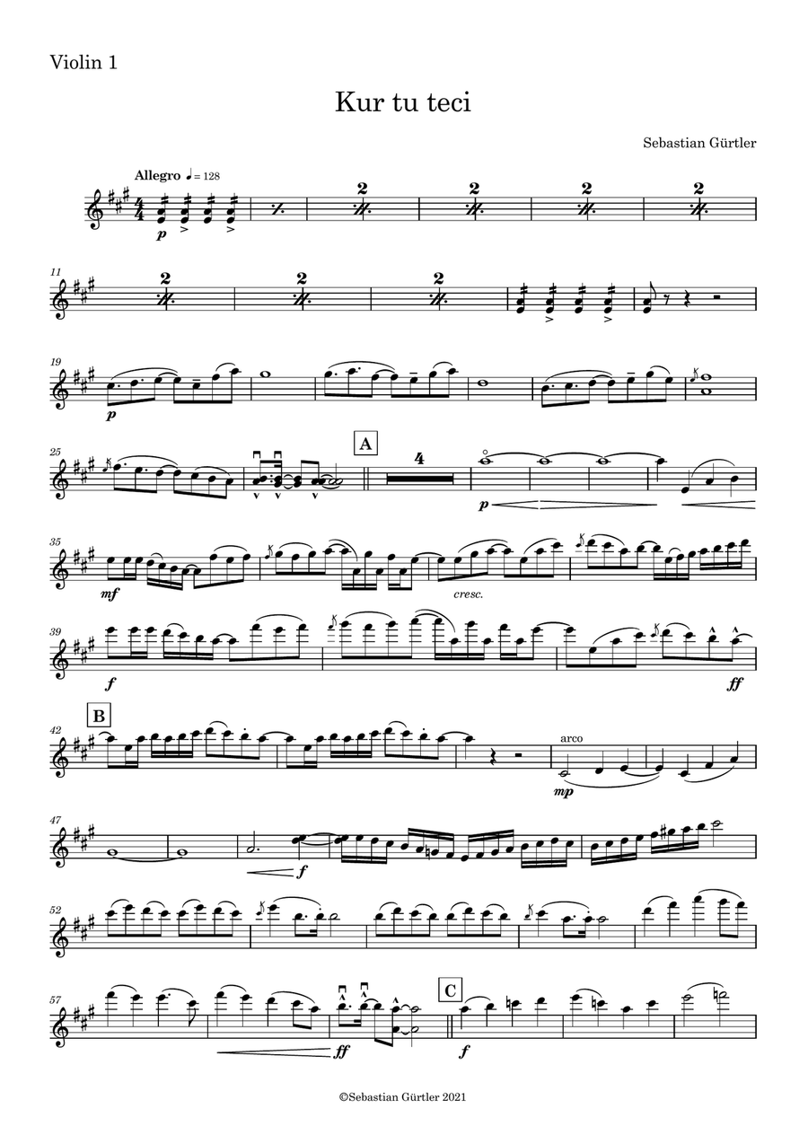 Kur tu teci Kur tu teci String Quartet scores gallery preview page 6