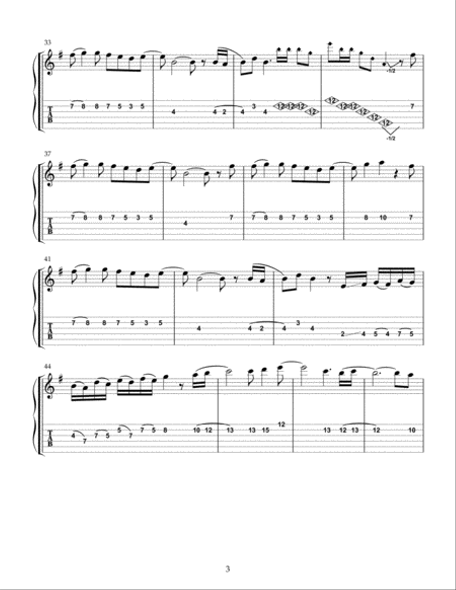 Grace Guitar Tablature scores gallery preview page 3