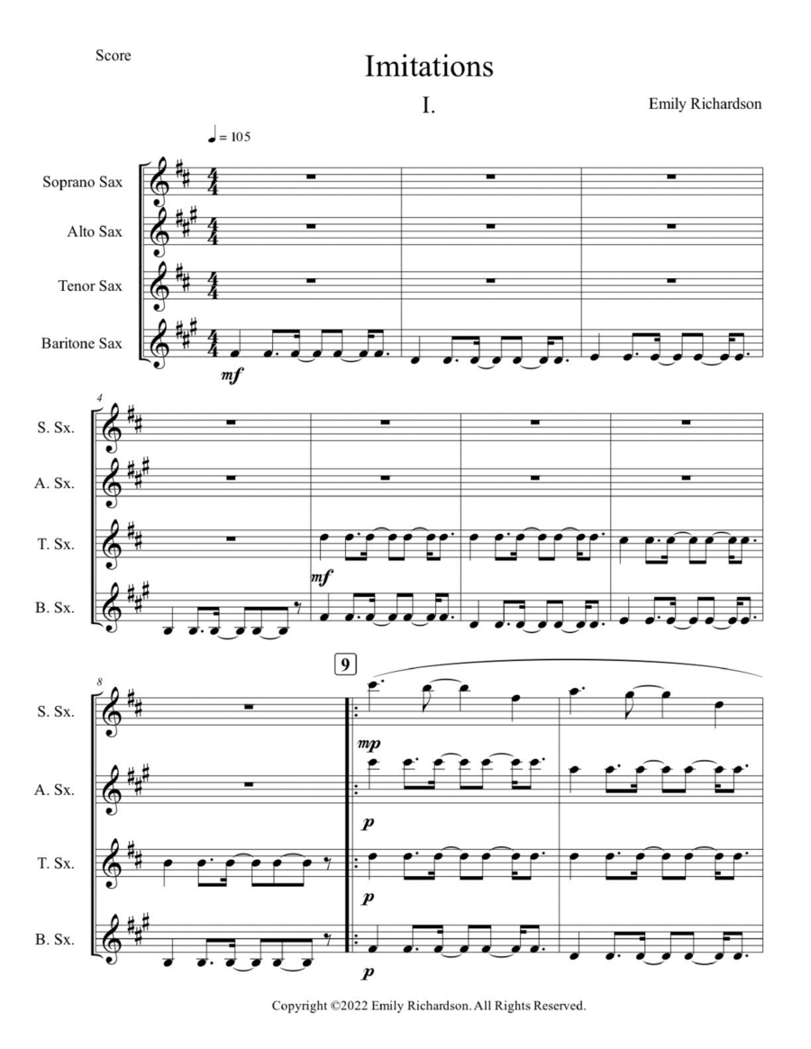 Imitations Woodwind Quartet scores gallery preview page 1