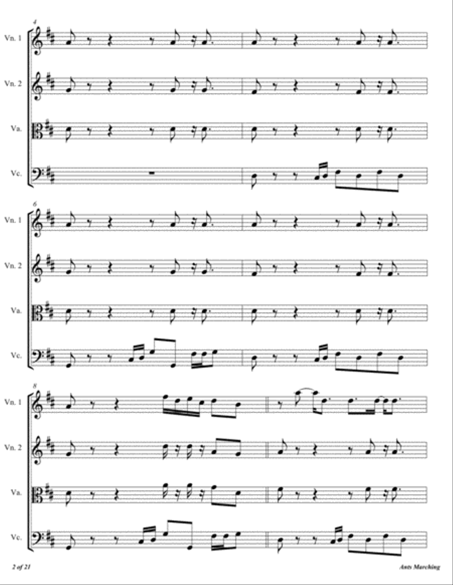 Ants Marching String Quartet scores gallery preview page 3