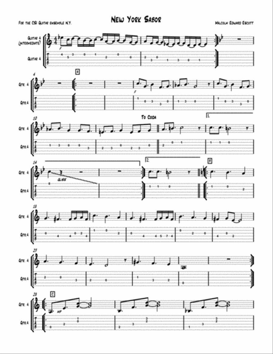 New York Sabor Guitar 4 New York Sabor Guitar 4 Electric Guitar scores gallery preview page 1