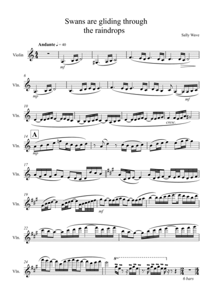 Violin part - Swans are gliding through the raindrops op. 26