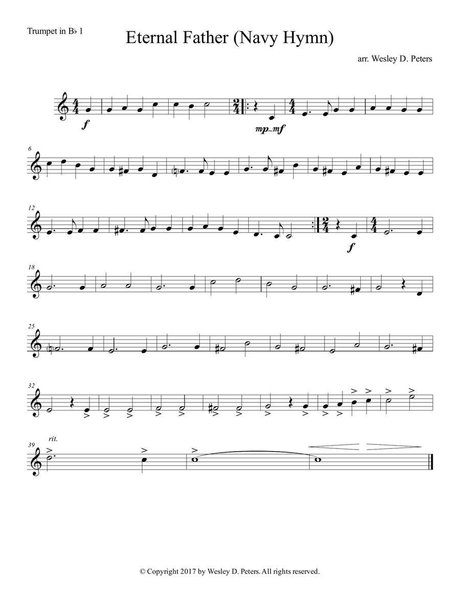 Eternal Father, Strong to Save (Navy Hymn) Brass Ensemble scores gallery preview page 1