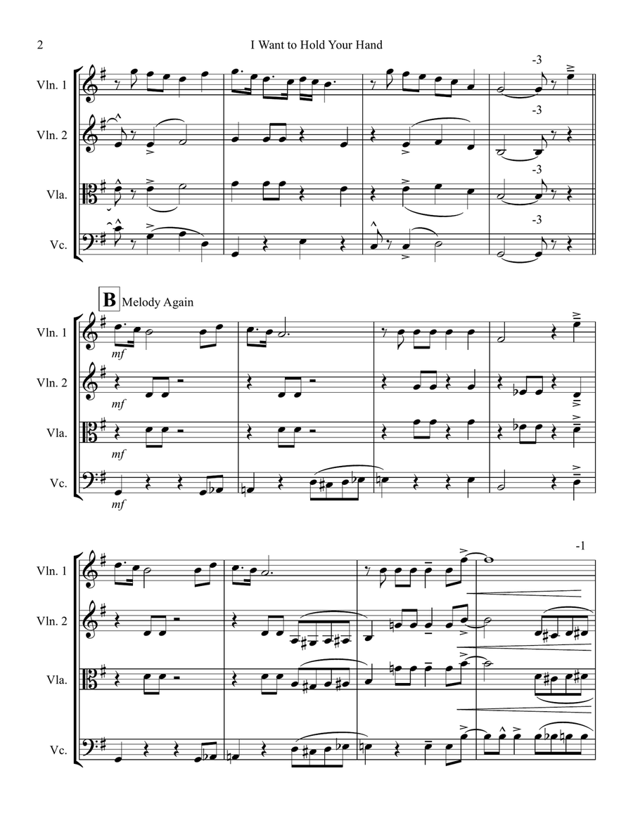 I Want To Hold Your Hand String Trio scores gallery preview page 2