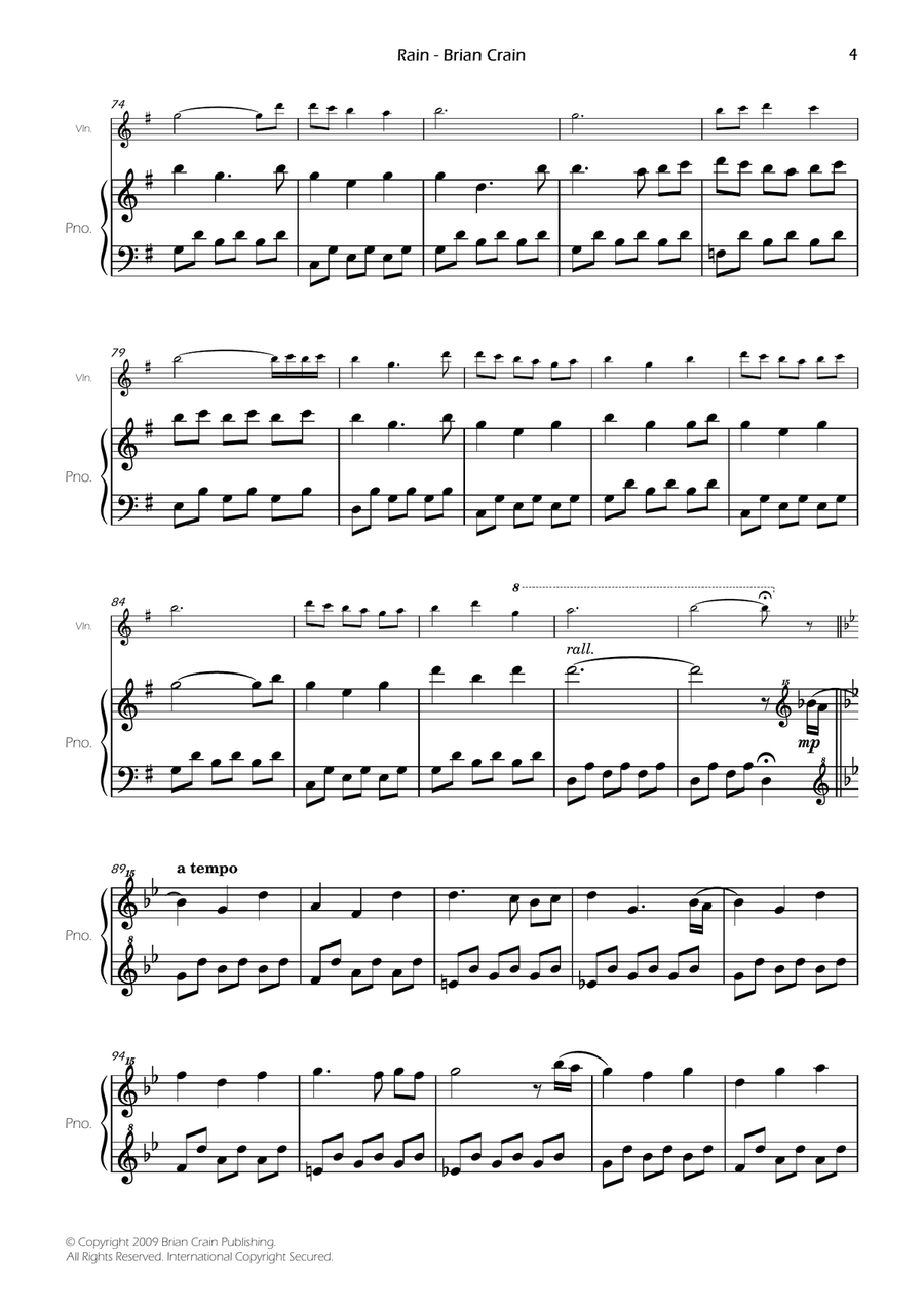 Rain Violin Solo scores gallery preview page 6