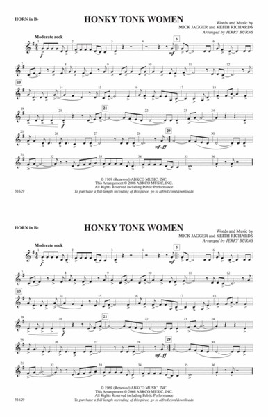 Honky Tonk Women: Horn in B flat