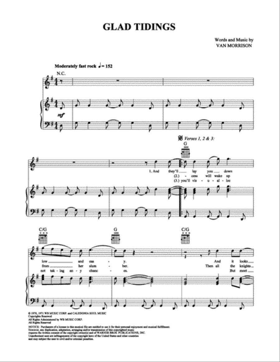 Glad Tidings Glad Tidings Piano, Vocal, Guitar scores gallery preview page 1