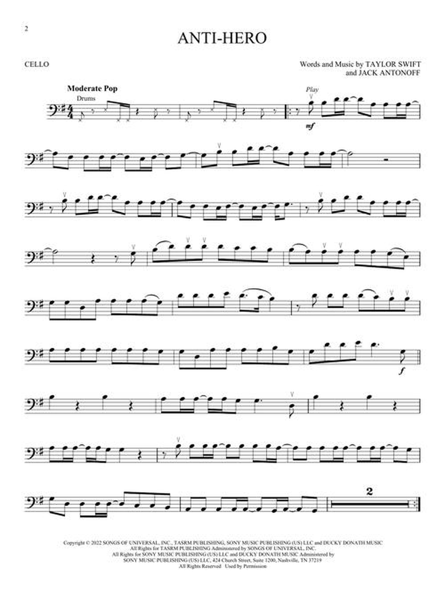 Taylor Swift – Selections from Midnights & The Tortured Poets Department Cello scores gallery preview page 4