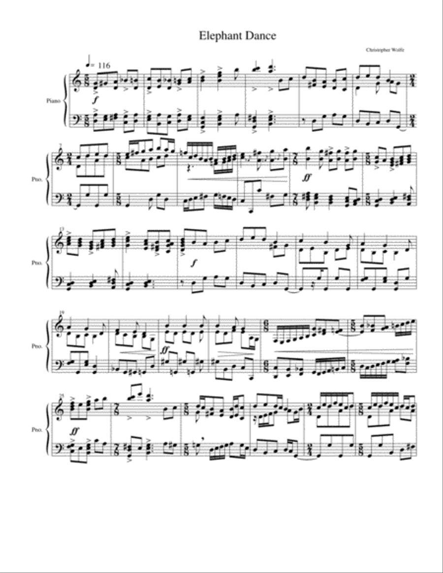 Elephant Dance - Piano Solo Piano Solo scores gallery preview page 1