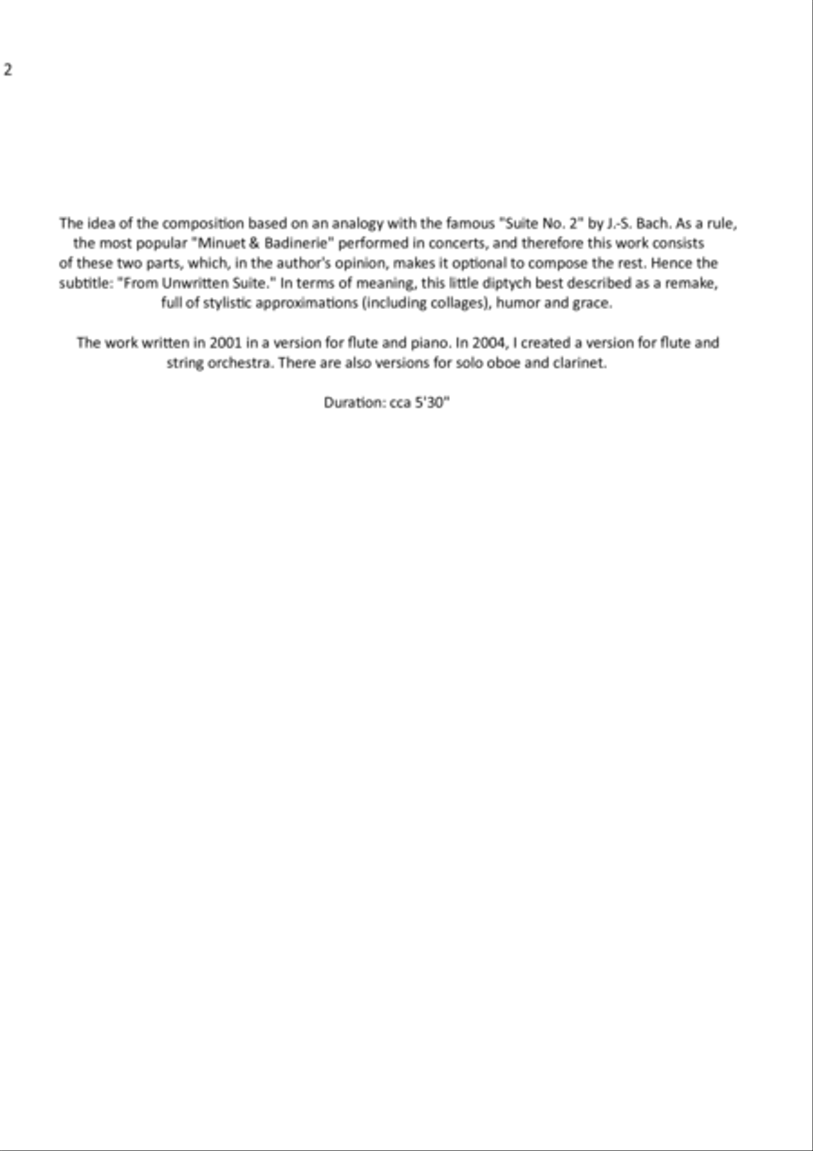 Minuet and Badinerie from 'Unwritten Suite' Flute Solo scores gallery preview page 2