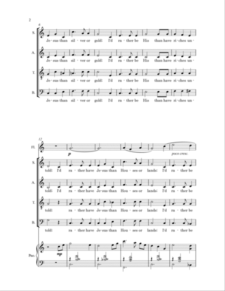 I'd Rather Have Jesus I'd Rather Have Jesus 4-Part scores gallery preview page 2