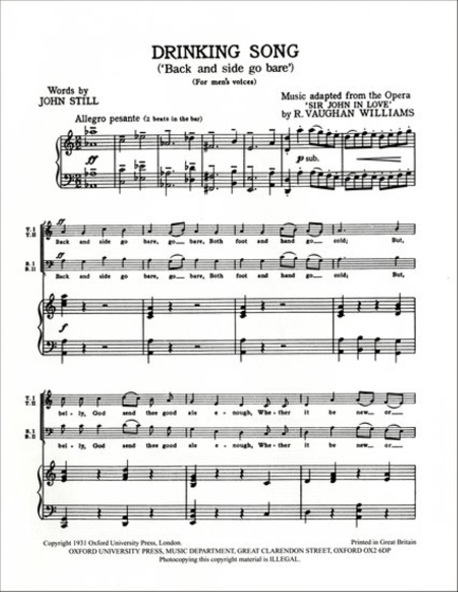 Drinking Song TTBB scores gallery preview page 1