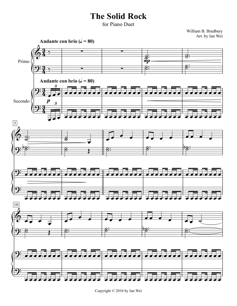 The Solid Rock for Piano Duet The Solid Rock for Piano Duet 1 Piano, 4-Hands scores gallery preview page 1