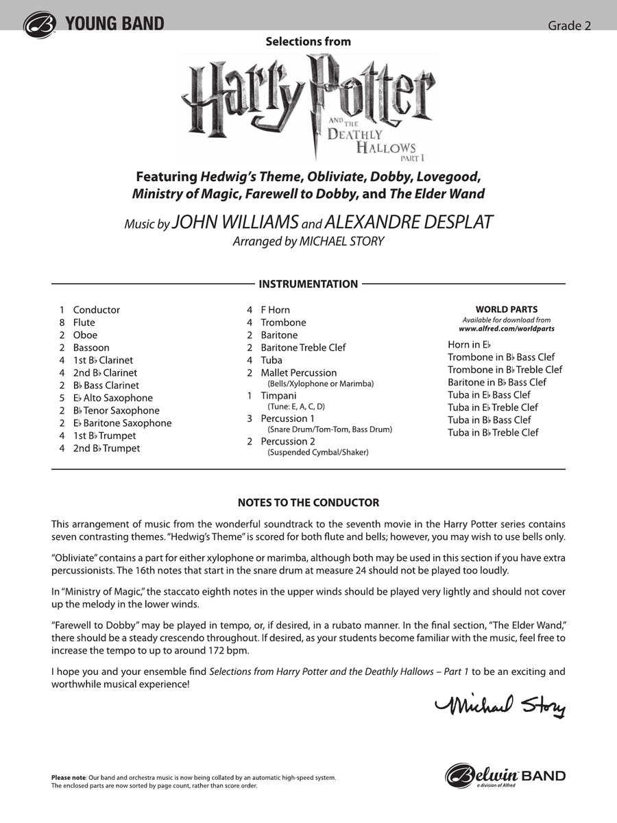 Harry Potter and the Deathly Hallows, Part 1, Selections from: Score