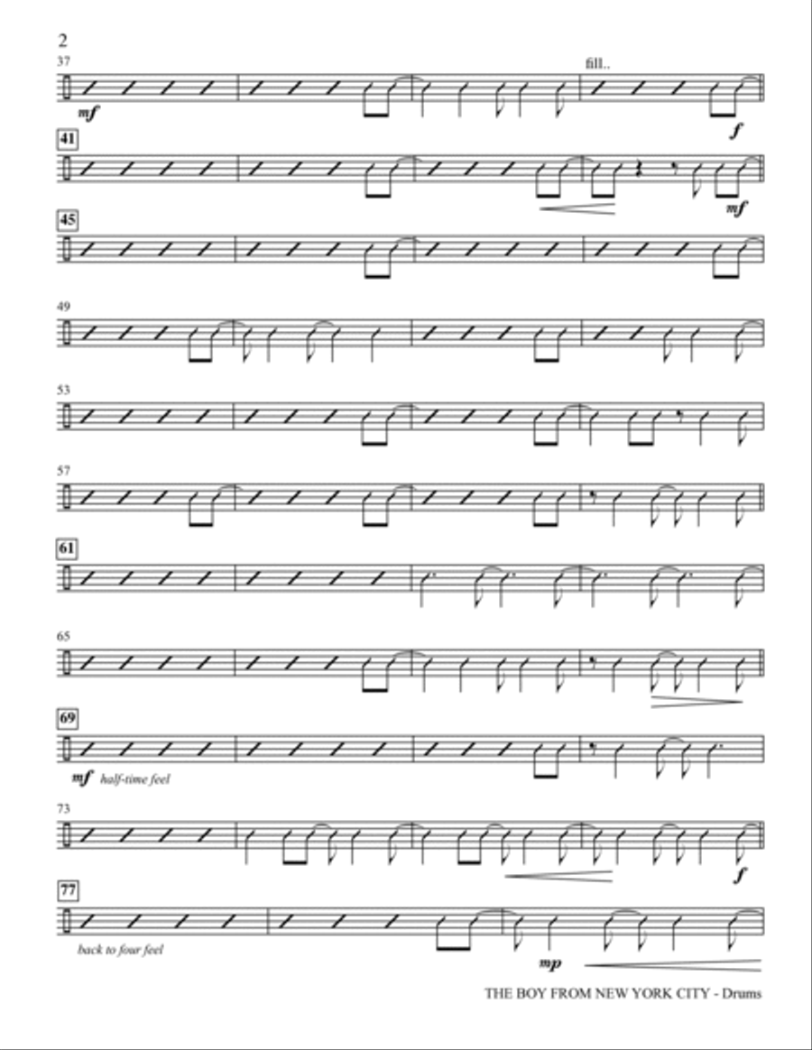 The Boy From New York City - Drum (Opt. Set) Choir scores gallery preview page 2