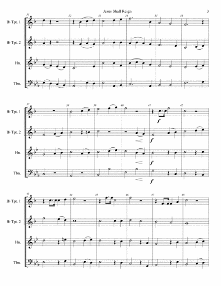 Jesus Shall Reign (Brass Quartet) Jesus Shall Reign (Brass Quartet) Brass Quartet scores gallery preview page 4