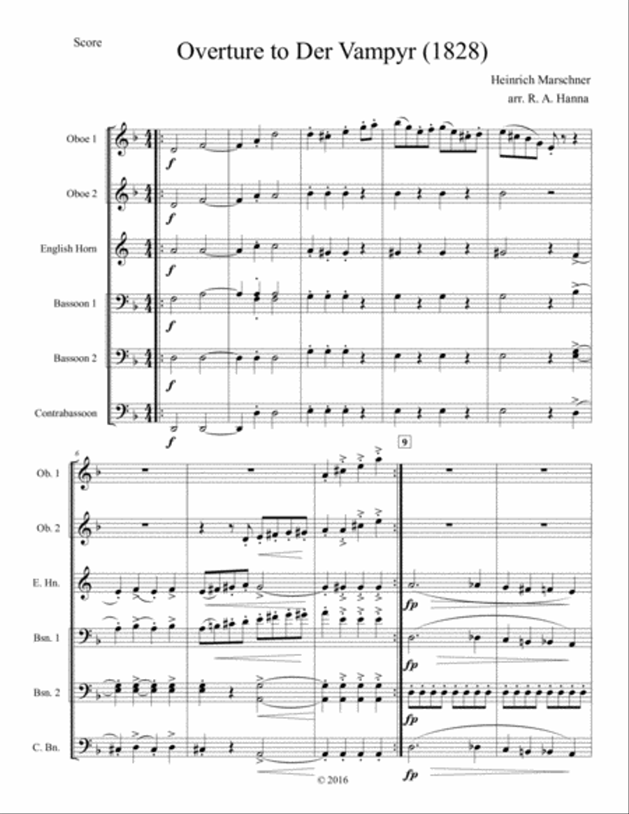 Overture to Der Vampyr (Double Reed Ensemble) Woodwind Ensemble scores gallery preview page 1