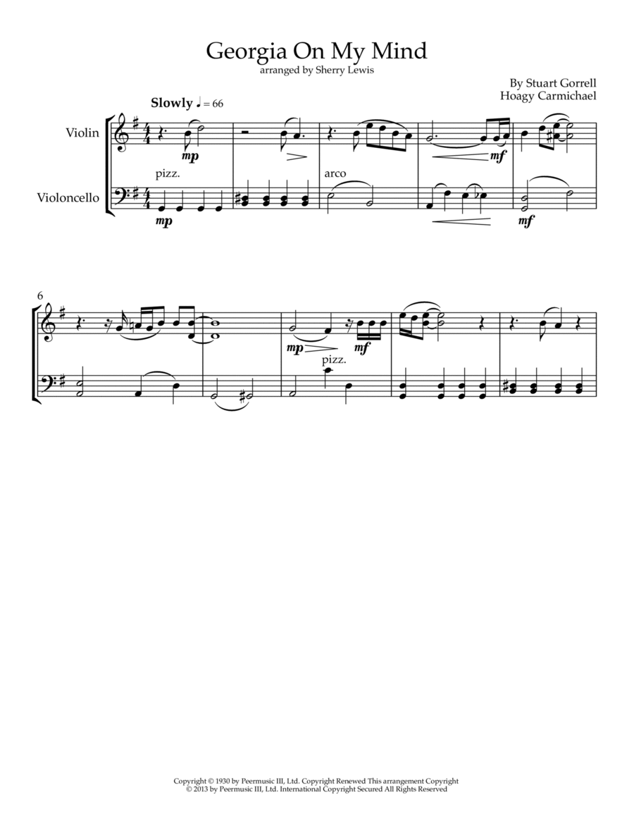 Georgia On My Mind String Duet scores gallery preview page 1