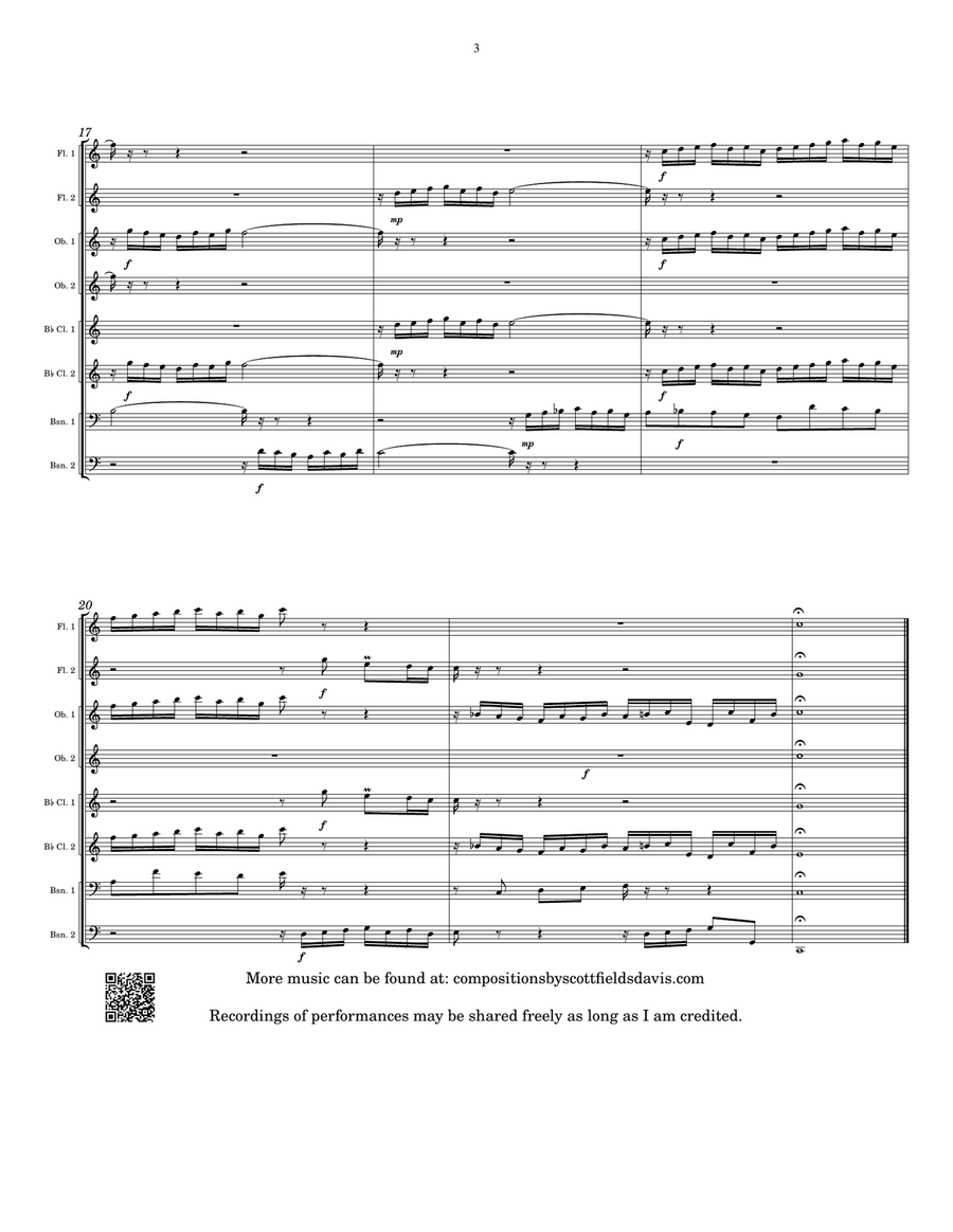 Bach Invention No. 1 for Woodwind octet Woodwind Ensemble scores gallery preview page 3