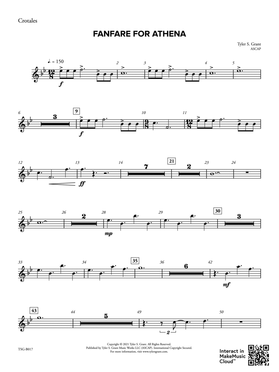 Fanfare for Athena: Crotales Concert Band scores gallery preview page 1