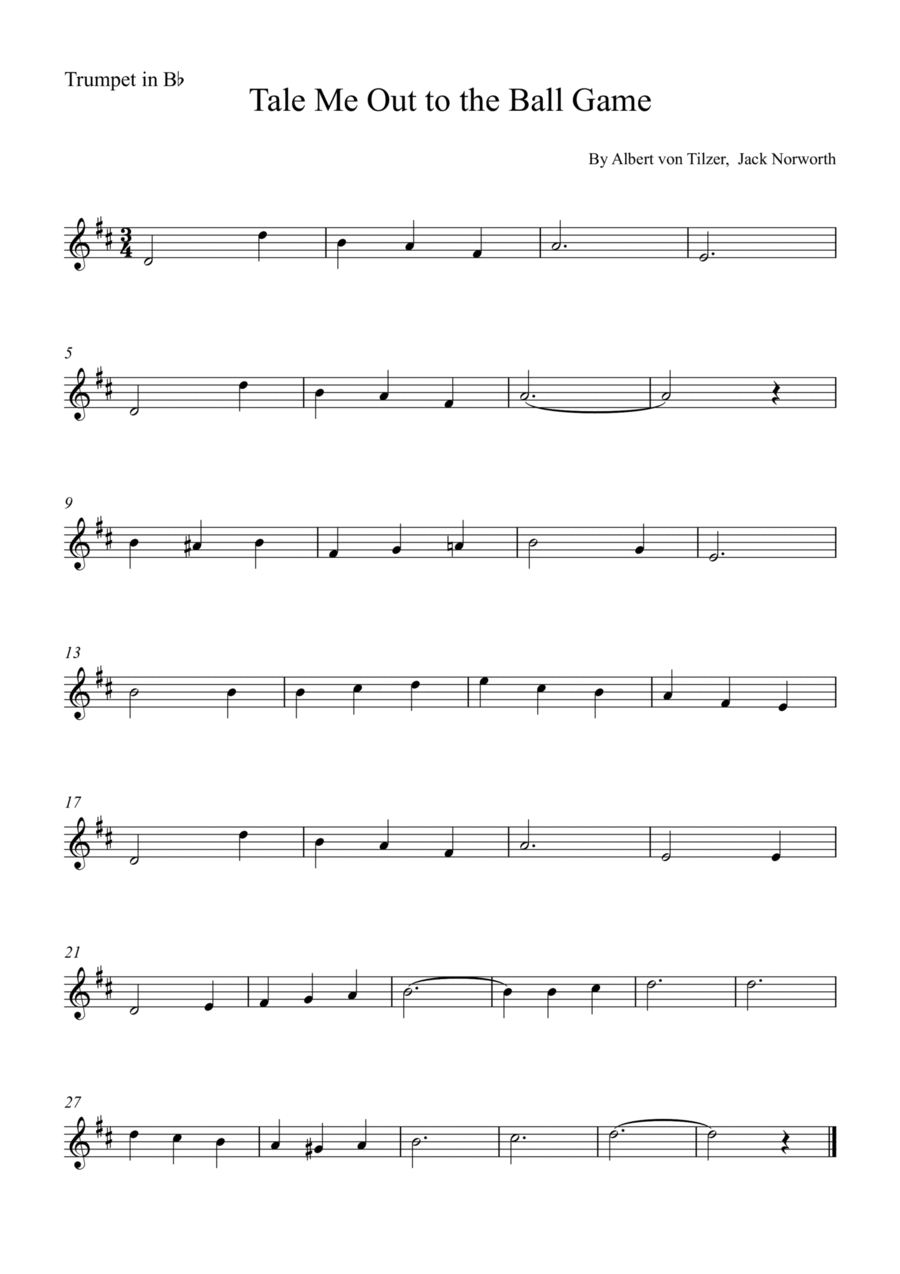 Take Me Out To The Ball Game B-Flat Trumpet scores gallery preview page 1