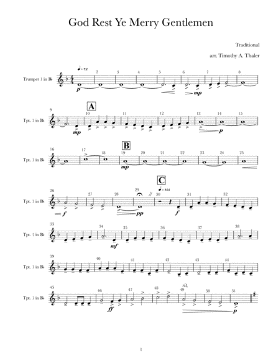 God Rest Ye, Merry Gentlemen Brass Ensemble scores gallery preview page 5