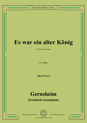 Gernsheim-Es war ein alter König,Op.14 No.4,in F Major,for Voice and Piano