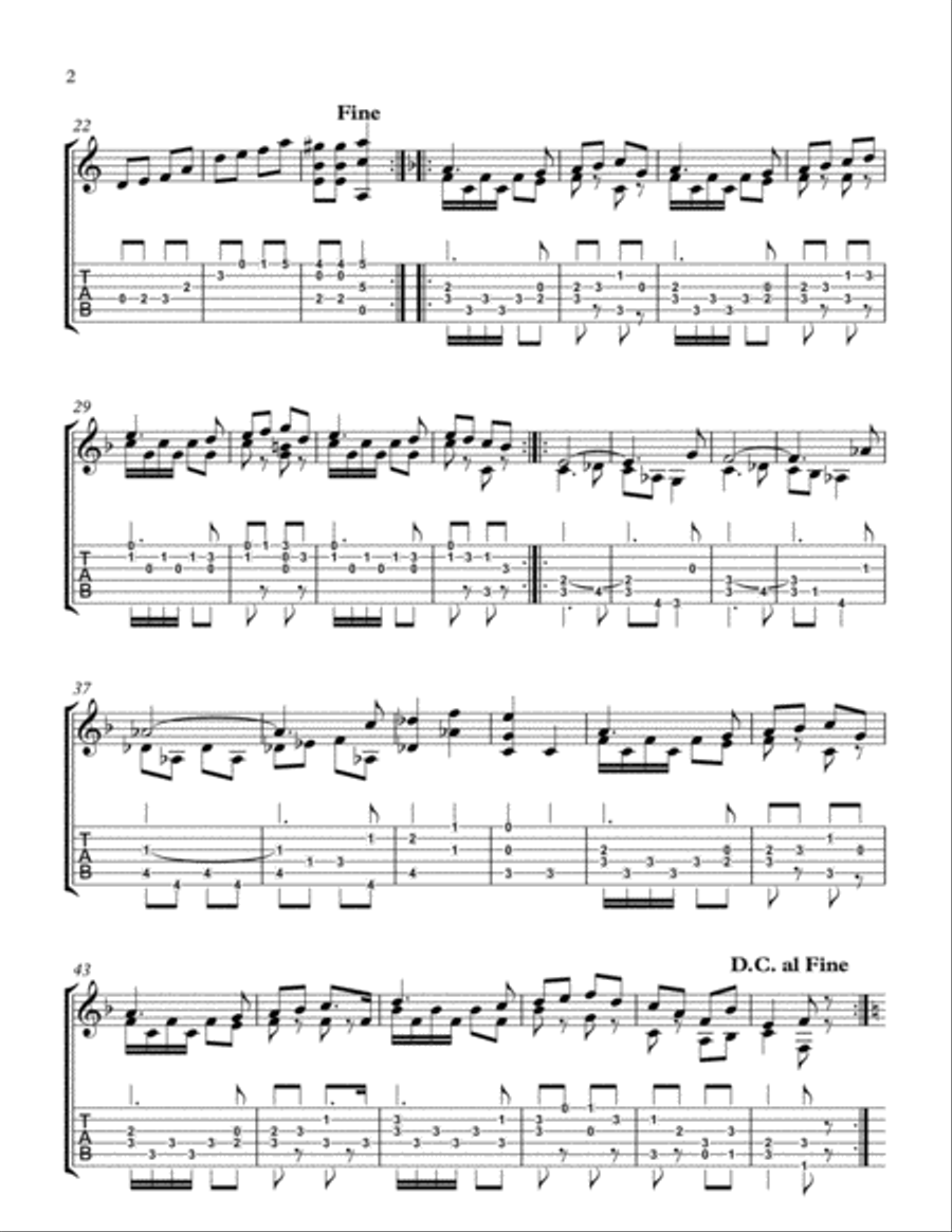 Knight Rupert (for easy-intermediate guitar) Classical Guitar scores gallery preview page 2