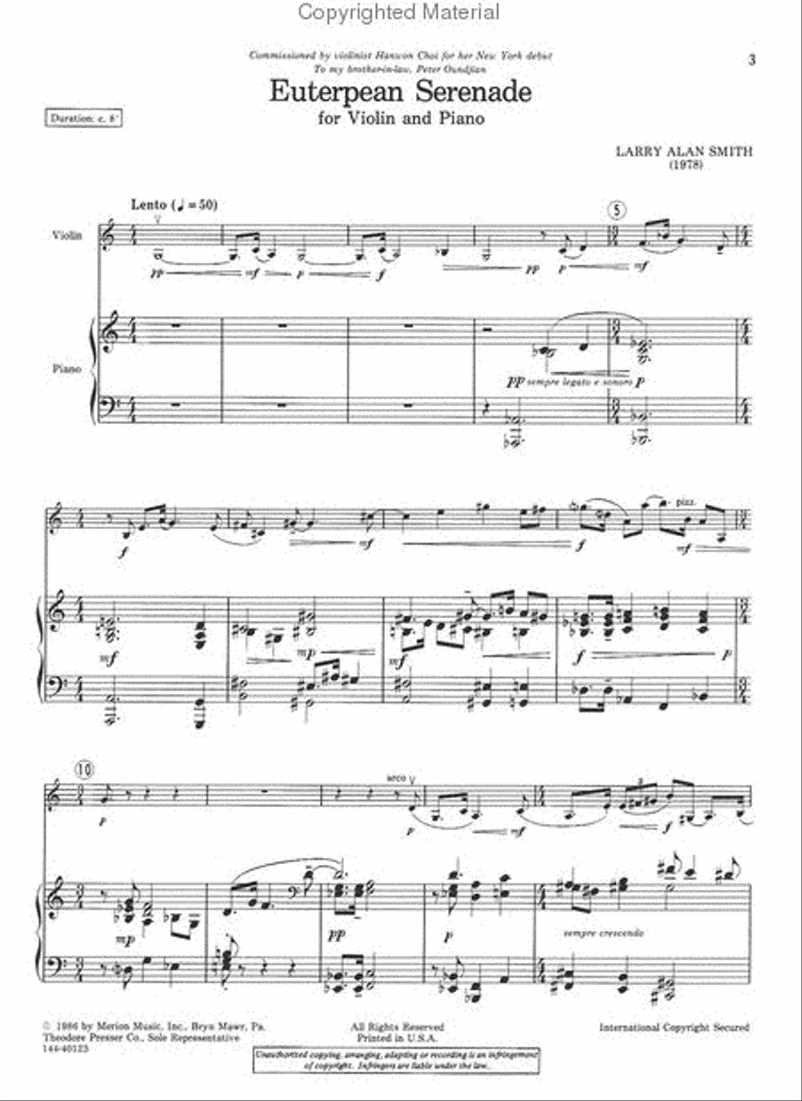 Euterpean Serenade Violin Solo scores gallery preview page 2