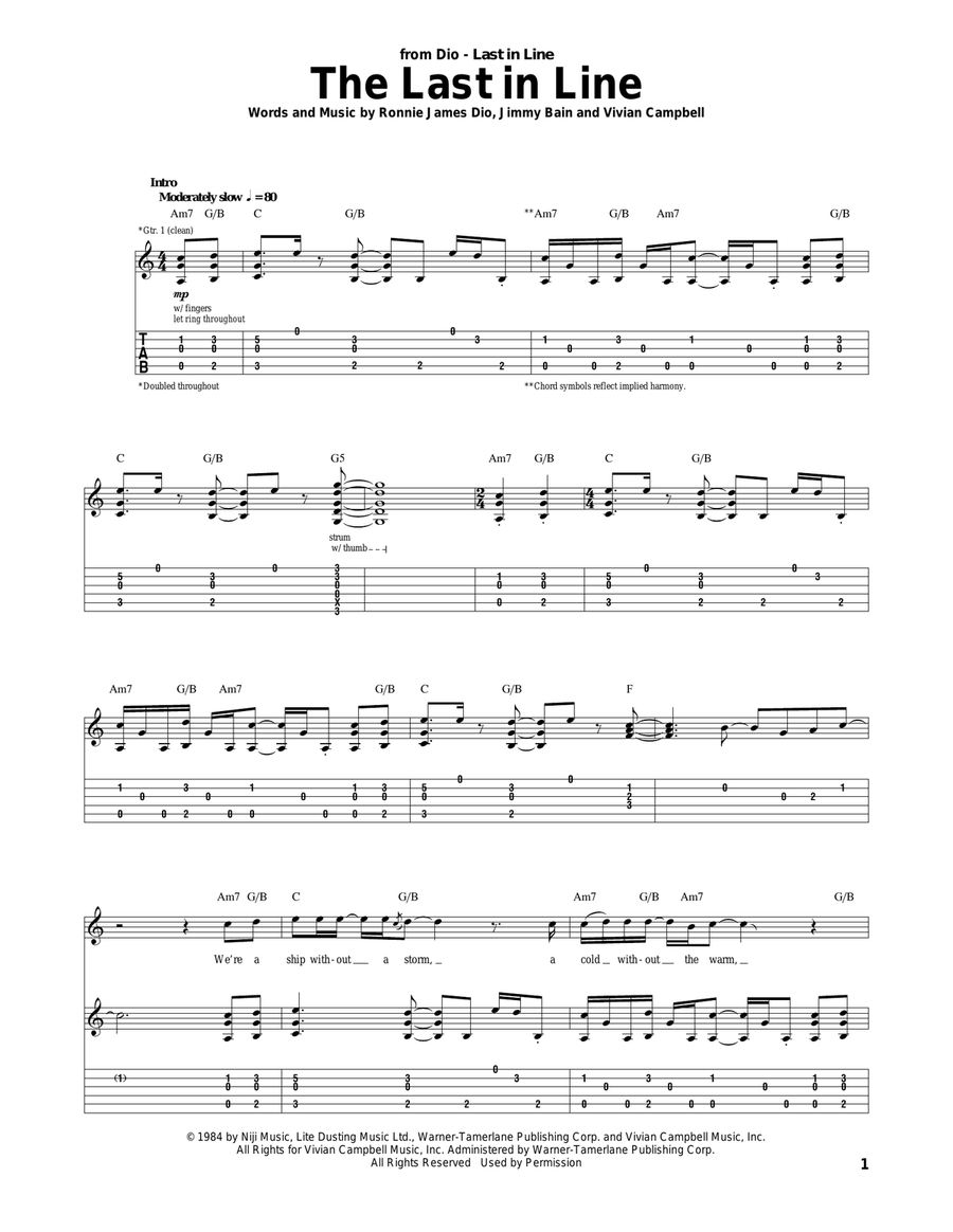 The Last In Line Electric Guitar scores gallery preview page 1