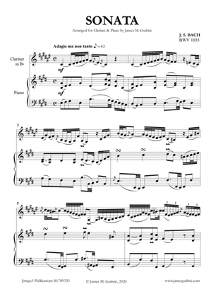 Book cover for BACH: Sonata BWV 1035 for Clarinet & Piano