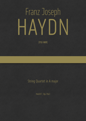 Book cover for Haydn - String Quartet in A major, Hob.III:7 ; Op.2 No.1