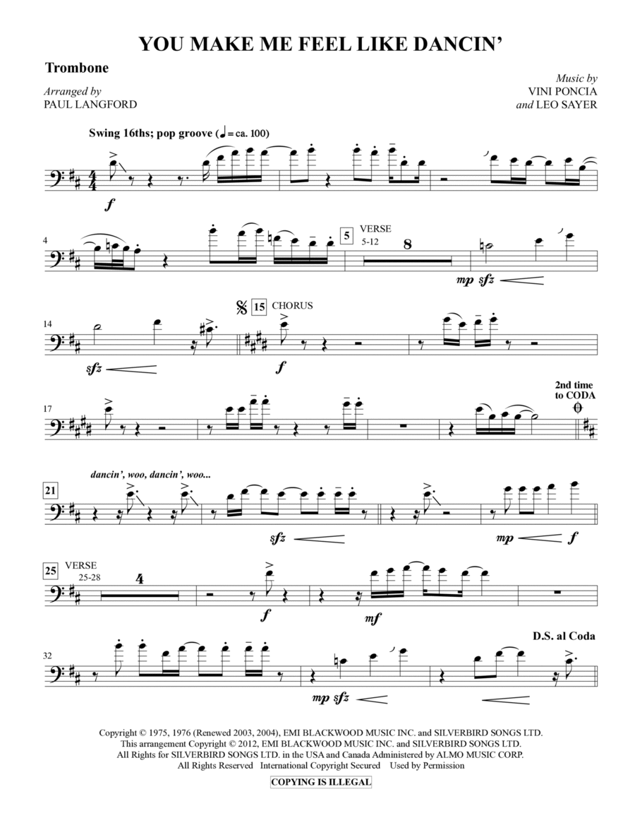 You Make Me Feel Like Dancing - Trombone Choir scores gallery preview page 1