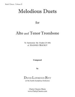 Book cover for Melodious Duets from Rochut Bordogni Etude Vocalises for Alto and Tenor Trombone Book 1 Volume 2