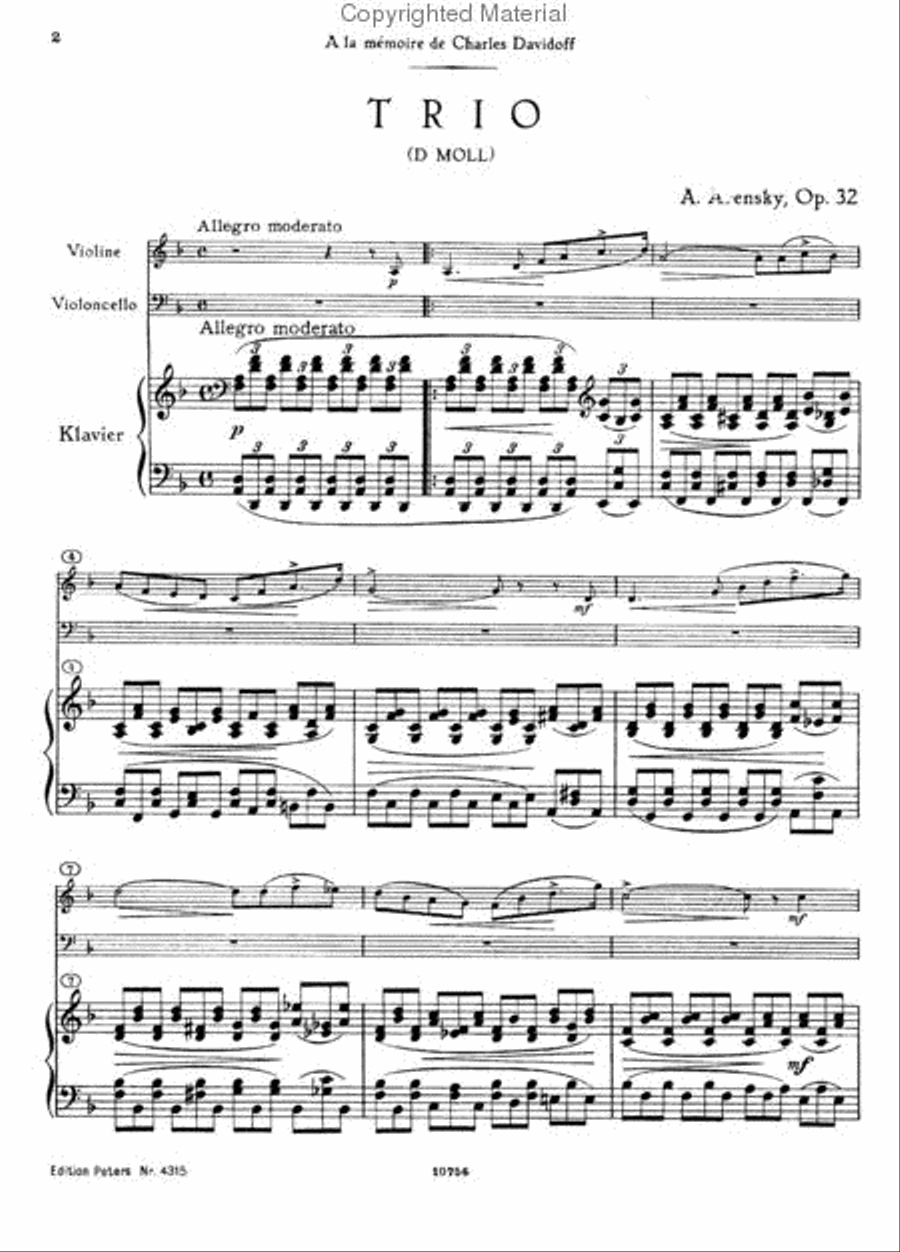 Trio, Op. 32 in D Minor Piano Trio scores gallery preview page 2