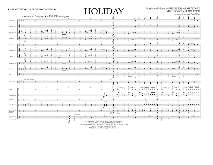 Holiday - Full Score Marching Band scores gallery preview page 1