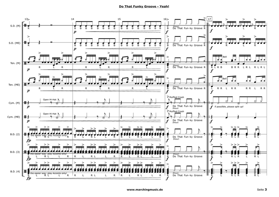 DO THAT FUNKY GROOVE (Street Cadence) Marching Band scores gallery preview page 4