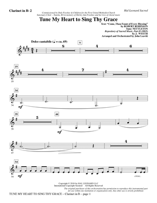 Tune My Heart to Sing Thy Grace (arr. John Leavitt) - Bb Clarinet 2