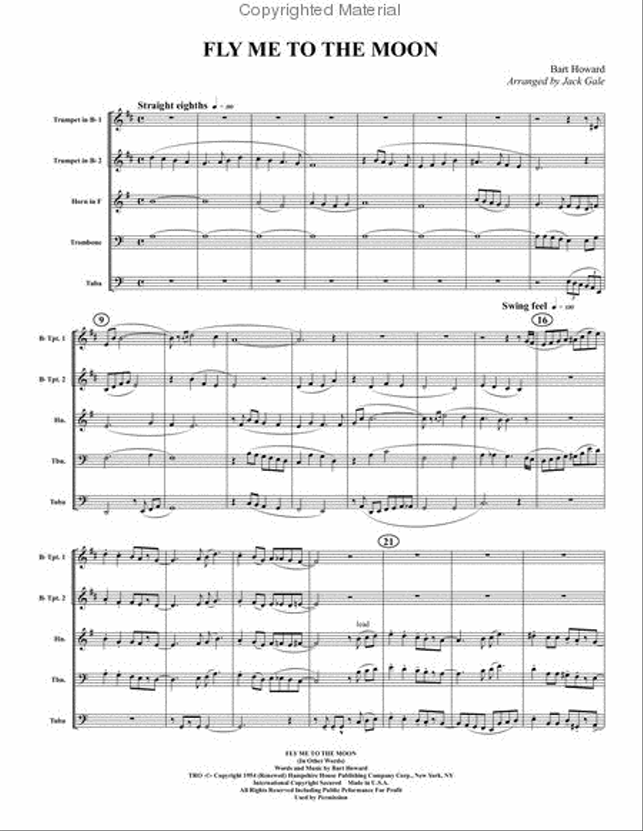 Fly Me To The Moon Brass Quintet scores gallery preview page 2