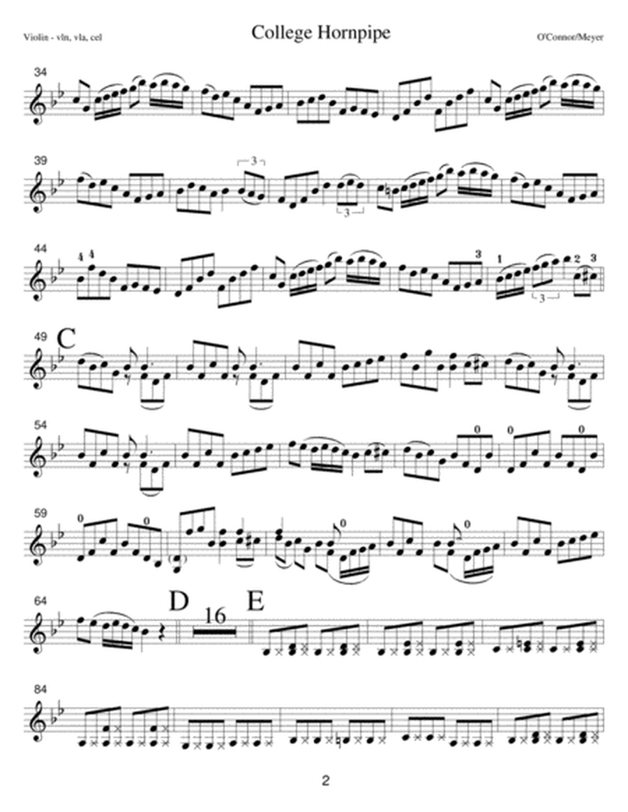 College Hornpipe (violin part - vln, vla, cel) image number null
