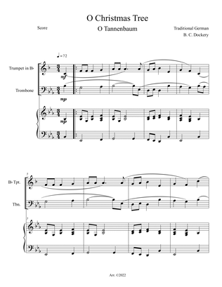 O Christmas Tree (O Tannenbaum) for Trumpet and Trombone Duet with Piano Accompaniment