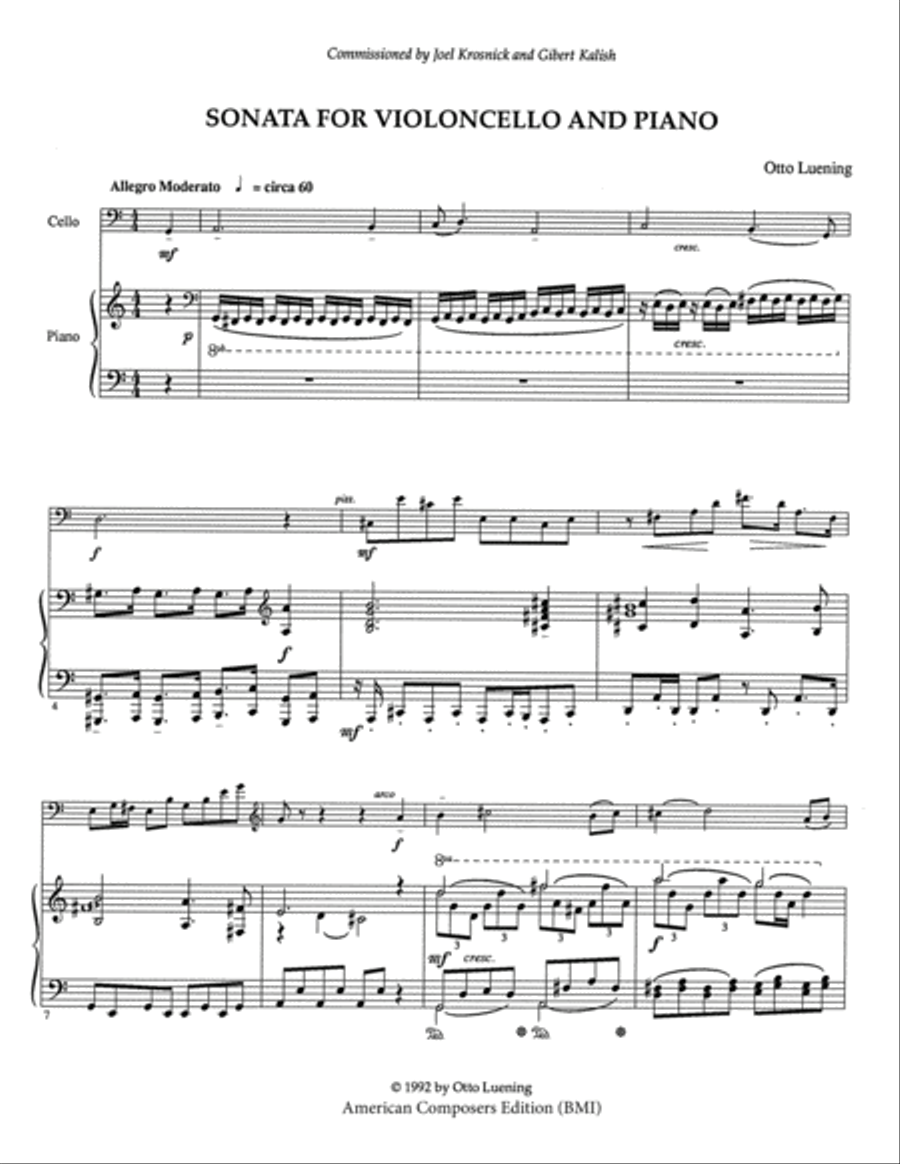[Luening] Sonata for Violoncello and Piano Piano scores gallery preview page 5