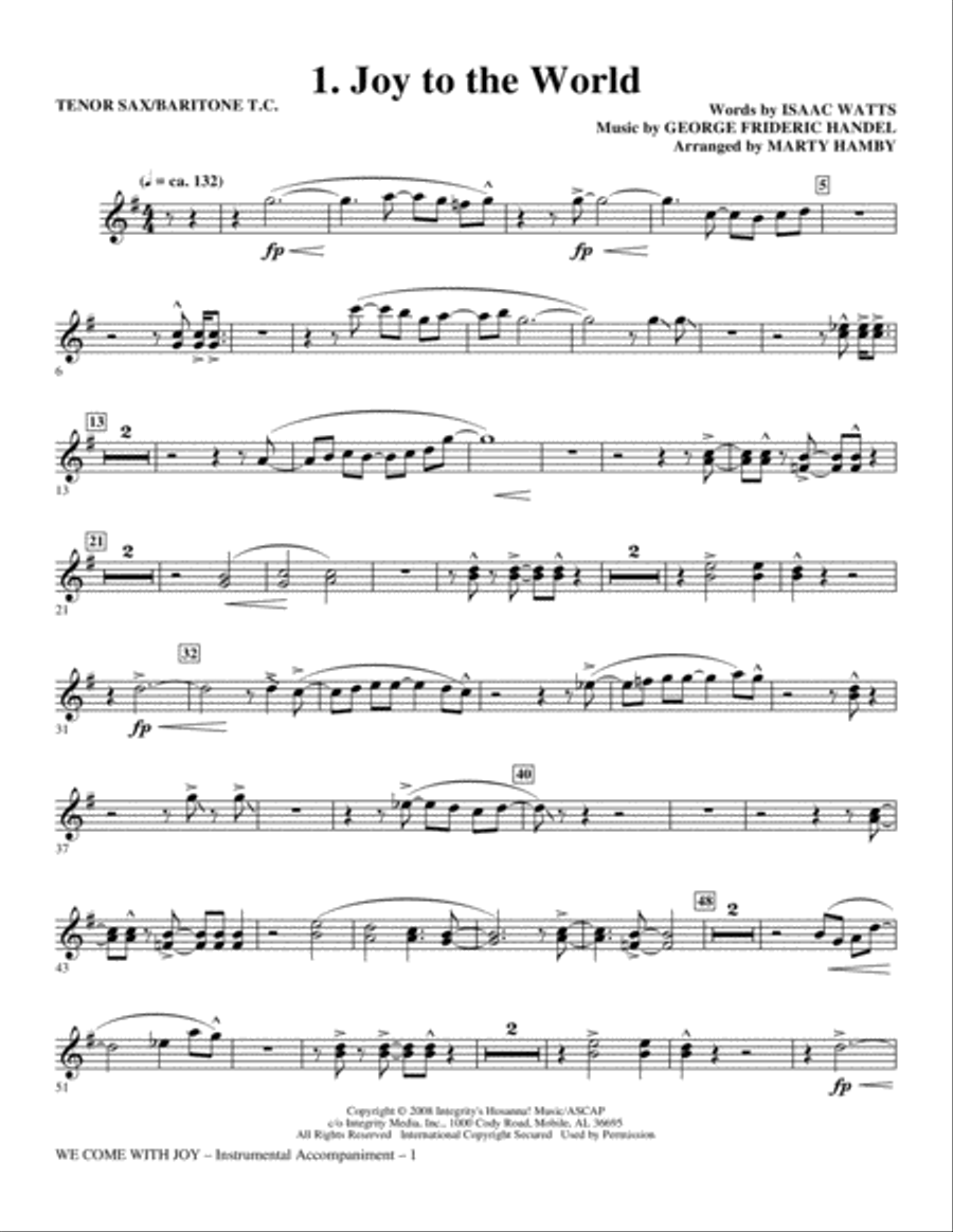 We Come With Joy Orchestration - Bb Tenor Sax/Bar. TC (Trb 1,2) Choir scores gallery preview page 1