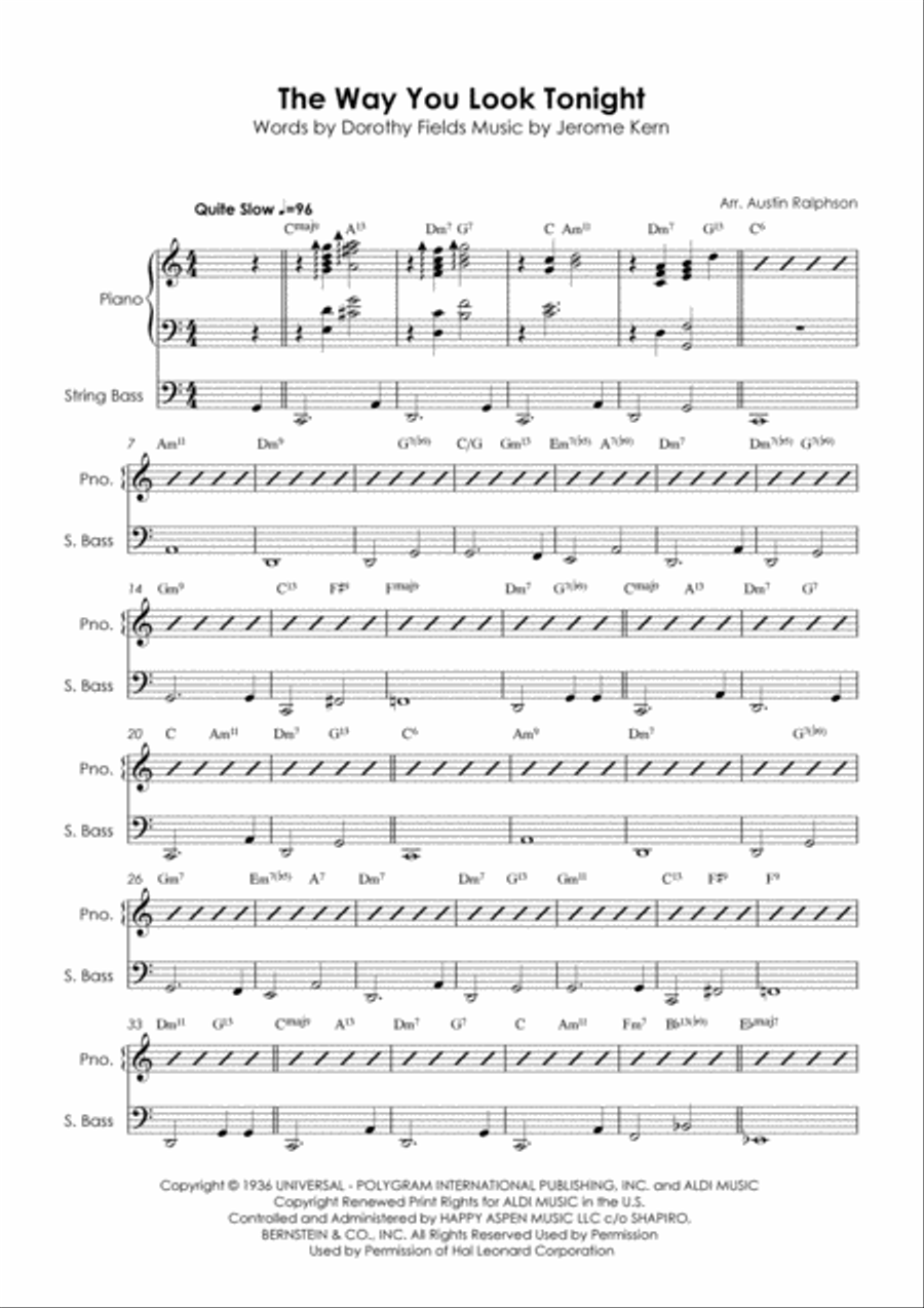 The Way You Look Tonight Double Bass scores gallery preview page 2