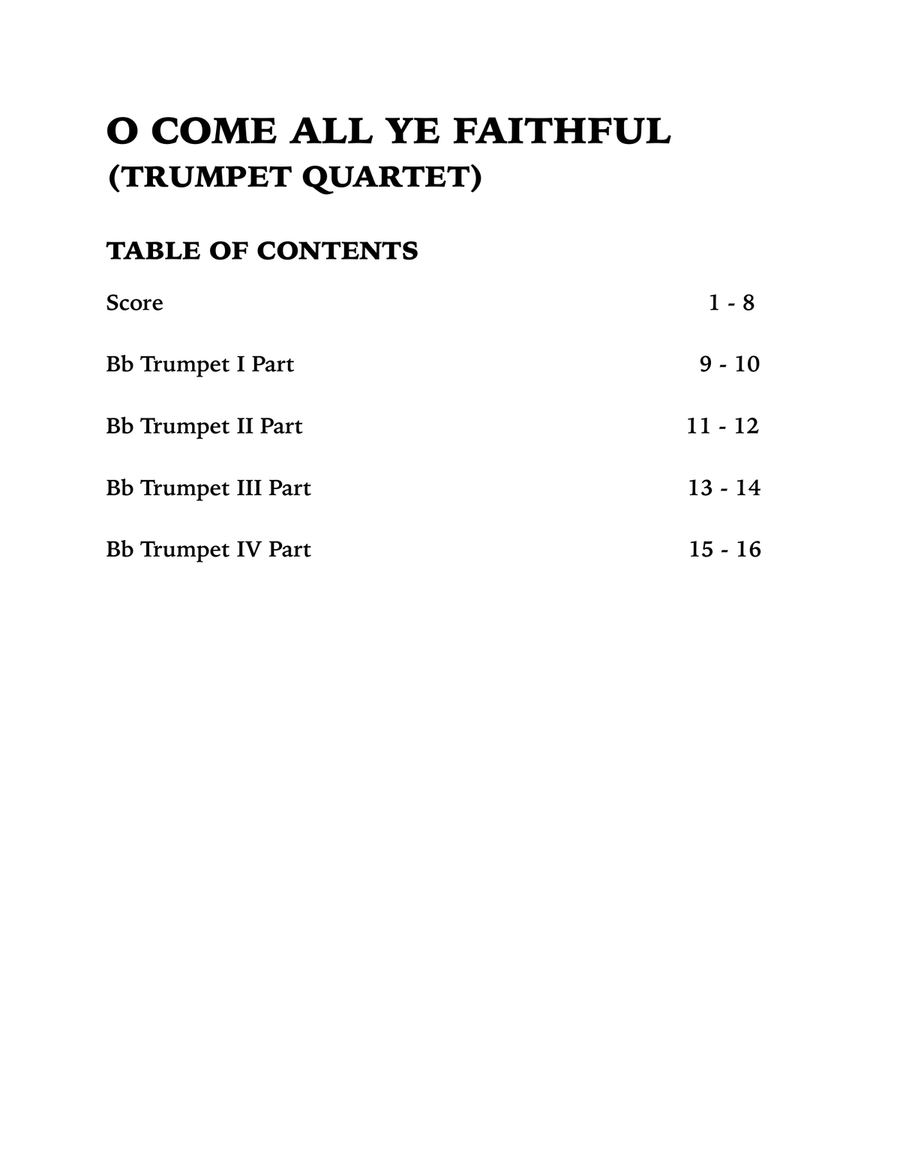 O Come All Ye Faithful (Trumpet Quartet) Brass Quartet scores gallery preview page 4