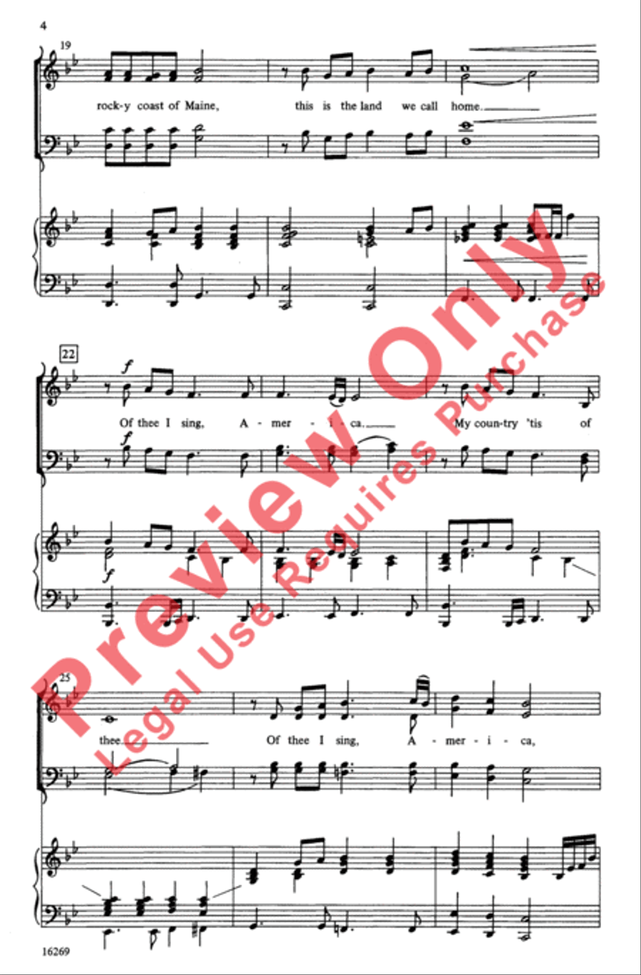 Of Thee I Sing, America! 4-Part scores gallery preview page 4
