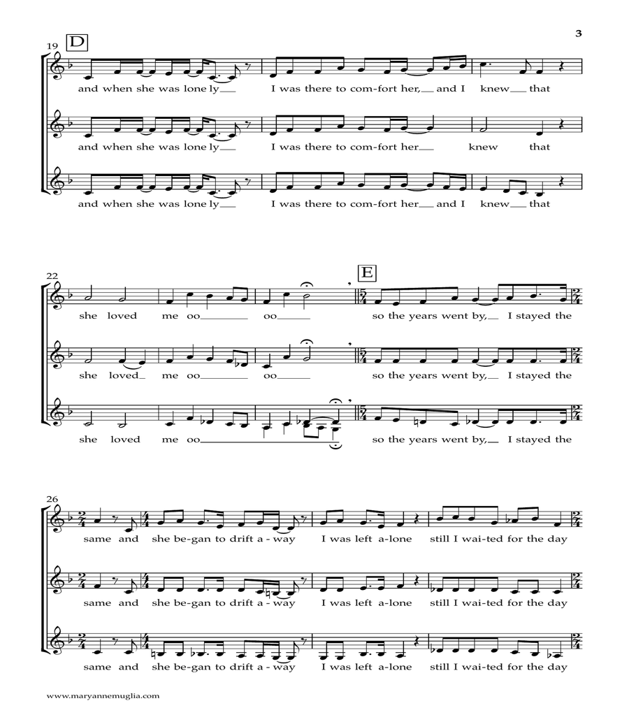 When She Loved Me SSA scores gallery preview page 3